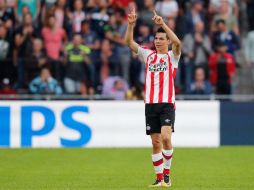 Lozano se dijo satisfecho por su tanto y se propone 'seguir trabajand y mejorando mucho'. TWITTER / @PSV