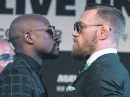 Conferencia de prensa. Floyd Mayweather y Conor McGregor volvieron a estar frente a frente. AFP /