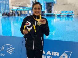 La clavadista Arantxa Chávez obtuvo su tercera medalla en la prueba de trampolín de tres metros. TWITTER / @CONADE