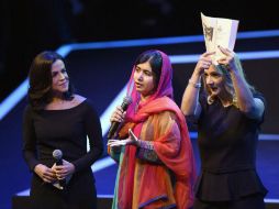 Malala participó ante un auditorio lleno de jóvenes estudiantes en México Siglo XXI, de la Fundación Telmex. AFP / A. Estrella