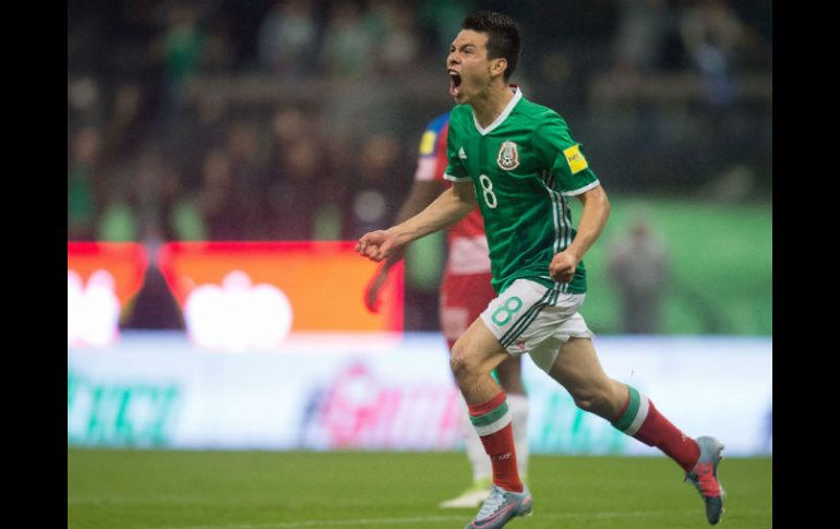 Hirving Lozano festeja su gol para México. MEXSPORT / J. Ramírez