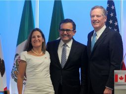 Los representantes de Canadá, de México y de Estados Unidos informaron los avances de la renegociación. NTX / J. Espinosa