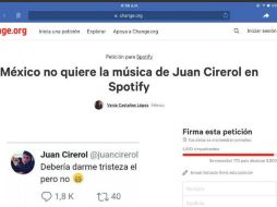 En respuesta, usuarios piden a Spotyfy bajar la música de Cirerol. TWITTER / @juancirerol