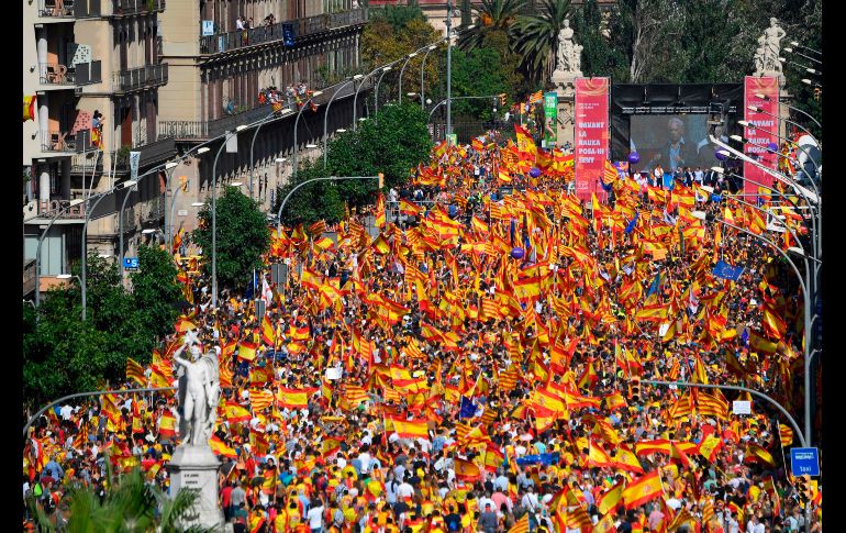 la marcha reunió a unos catalanes opuestos a la independencia que no suelen significarse, en contraste con las colosales manifestaciones independentistas de los últimos años. AFP/L. Gene