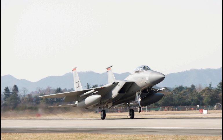 Un F-15 estadounidense. Medios locales reportaron en que estas son las mayores maniobras que se recuerdan, aunque el Ministerio de Defensa sudcoreano no quiso confirmar si es la mayor simulación aérea en la zonar