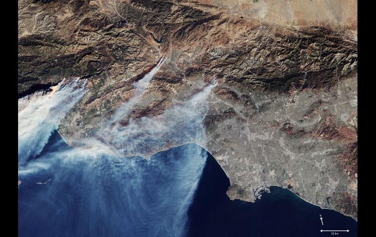 Satélites de la Agencia Europea del Espacio (ESA) captan la devastación provocada por los incendios que azotan el sur de California, Estados Unidos. EFE
