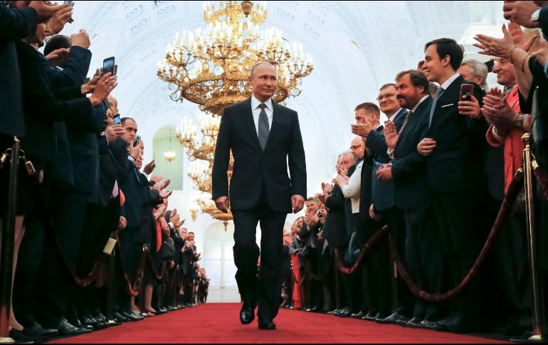 Vladimir Putin al Gran Palacio del Kremlin, en Moscú, para la ceremonia de toma de protesta de su cuarto mandato como presidente de Rusia. AP/A. Zemlianichenko
