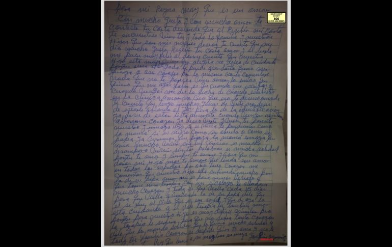 El 22 de enero de 2019, la fiscalía estadounidense presentó como evidencia una carta de amor de Guzmán enviada a Lucero Sánchez. Según el testimonio de Sánchez, en el texto menciona la idea de hacerse una identificación falsa para visitarlo en la cárcel en 2014. ESPECIAL