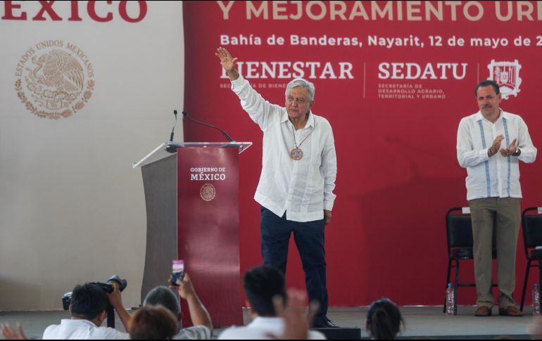 López Obrador estuvo en Bahía de Banderas para la entrega de tarjetas bancarias del programa del Bienestar. NTX / J. Espinosa