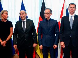 Mogherini se reunió igualmente con los ministros de Francia, el Reino Unido y Alemania durante un consejo en Bruselas. AFP / F. Lenoir