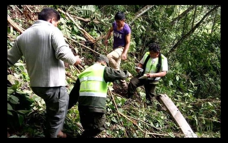 Agentes de la Policía Rural y Fronteriza, con el apoyo de campesinos del lugar, buscan a los desaparecidos. TWITTER/@LaRazon_Bolivia