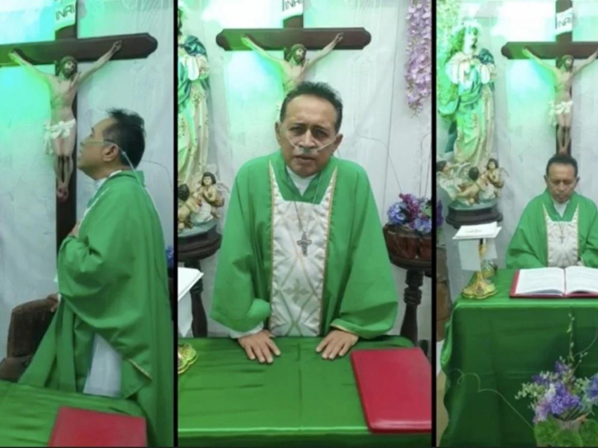  Con tanque de oxígeno, sacerdote con COVID ofrece misas en Yucatán
