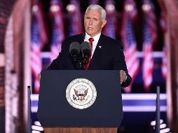 Mike Pence emite un discurso en la tercera noche de la Convención Nacional Republicana. EFE/K. Dietsch