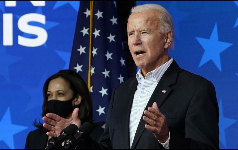 Joe Biden habló esta tarde en una breve comparecencia en Wilmington, Delaware, en la que estuvo acompañado de Kamala Harris, aspirante a la vicepresidencia. AFP/D. Angerer