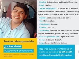 La Comisión de Búsqueda de Personas de Jalisco emitió cédula de búsqueda de Calep Adonai y los otros 3 desaparecidos.. ESPECIAL