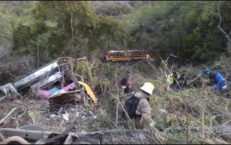 El accidente se registró en la carretera 401, a la altura del kilómetro 75, en la zona conocida como “La cuesta de Sayula”. TWITTER / @PCJalisco