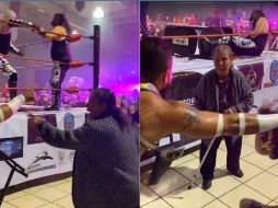 La aficionada no pudo soportar más y salió en defensa de otro luchador herido. ESPECIAL/CAPTURA DE VIDEO