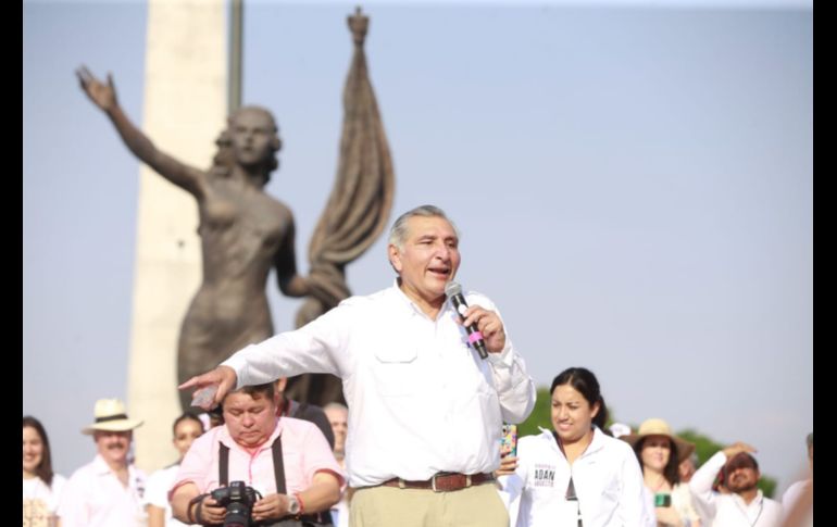 Adán Augusto López llevó a cabo una asamblea en la Plaza de la República. EL INFORMADOR/ C. Zepeda