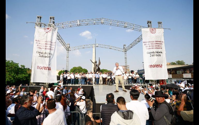 Adán Augusto López llevó a cabo una asamblea en la Plaza de la República. EL INFORMADOR/ C. Zepeda