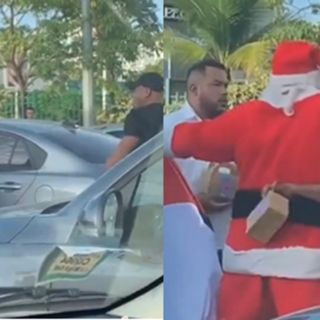 Santa Claus evita pelea entre conductores (VIDEO)