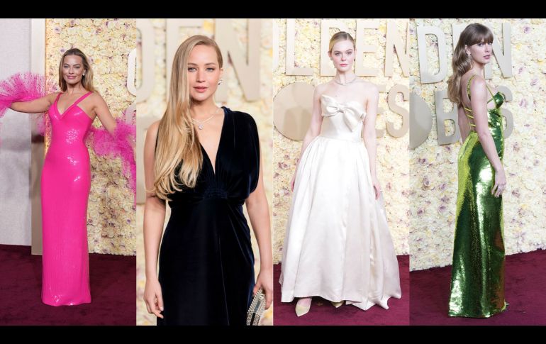 Margot Robbie, Jennifer Lawrence, Elle Fanning y Taylor Swift en los Golden Globes 2024. EFE/ Allison Dinner
