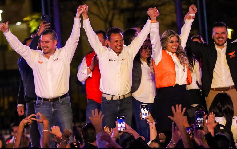 Pablo Lemus comenzó su campaña electoral en Plaza de las Américas acompañado de 15 mil personas, además de múltiples aliados del partido albinaranja. EL INFORMADOR/ A. Navarro
