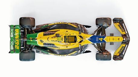 El automóvil usará los colores de la bandera de Brasil, mismos que llevaba Senna en su casco. ESPECIAL