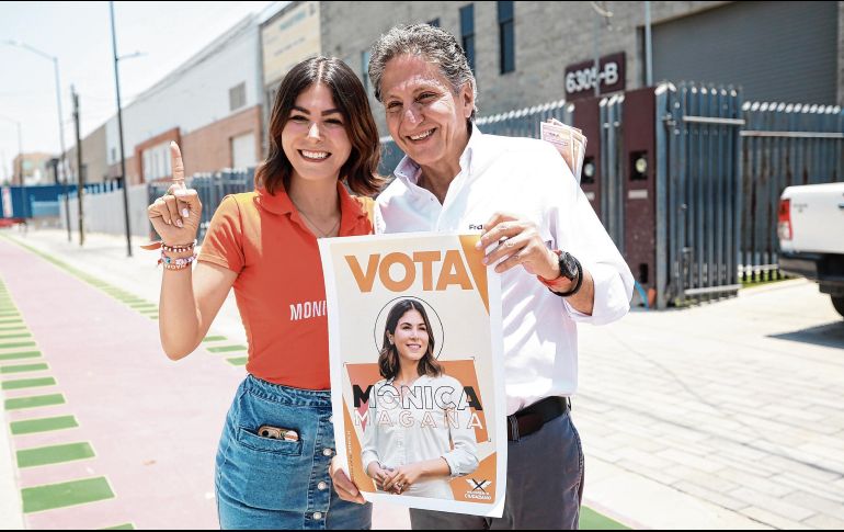 Frangie, aspirante a la reelección, fue acompañado por Mónica Magaña, candidata a diputada local. ESPECIAL
