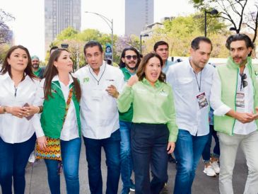La “Familia Verde” durante el arranque de campaña de Claudia Sheinbaum. ESPECIAL