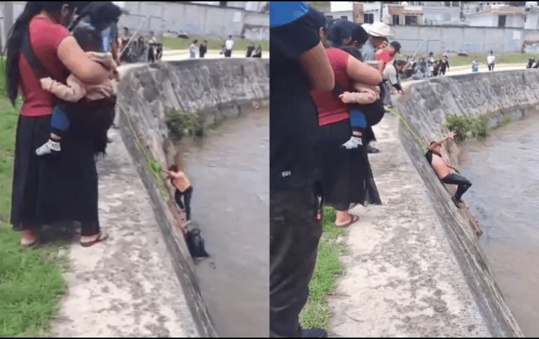 Familiares se movilizaron y pidieron ayuda a las autoridades, como no hubo respuesta, la madre del joven descendió al río. X/@isain