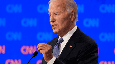 El Presidente Joe Biden durante un el debate presidencial organizado por CNN con el candidato presidencial republicano, Donald Trump. AP/Foto de G. Herbert