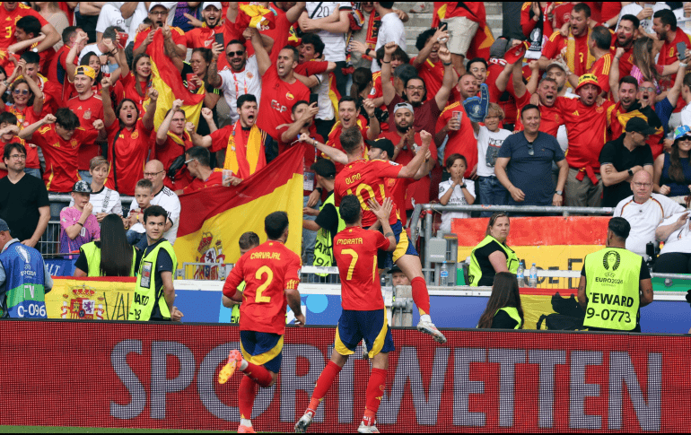 España celebra el pase a semifinales de la Euro 2024. EFE / F. Vogel
