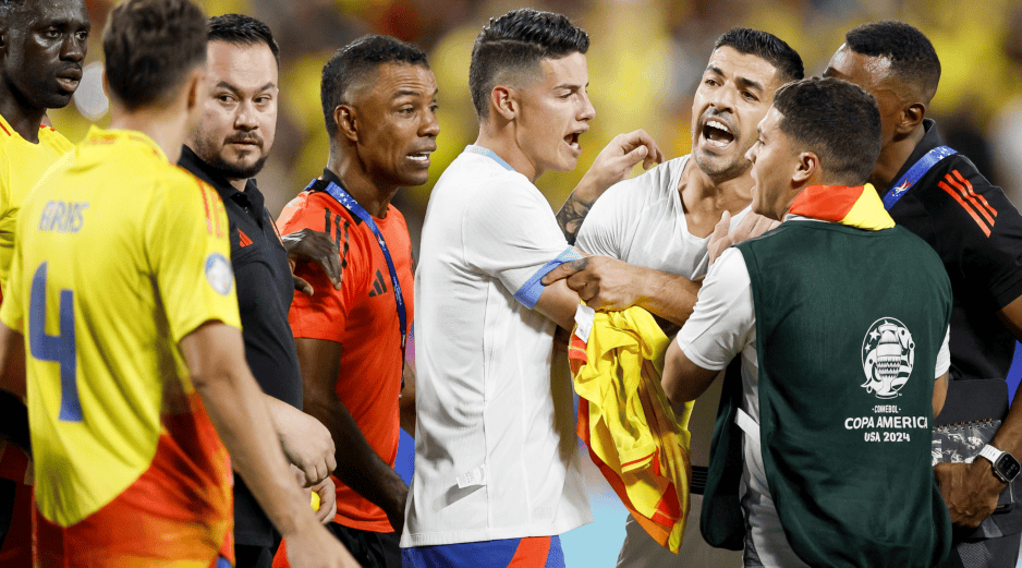 Luis Suárez reaccionó ante la tensión que hubo anoche con los jugadores de Colombia al término de la semifinal. EFE / E. S. Lesser