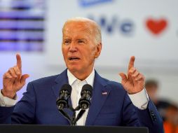 Joe Biden expresó que esperaba hablar con Donald Trump más tarde esta noche y agregó que había sido informado detalladamente sobre lo sucedido. EFE/ D.CHERY.