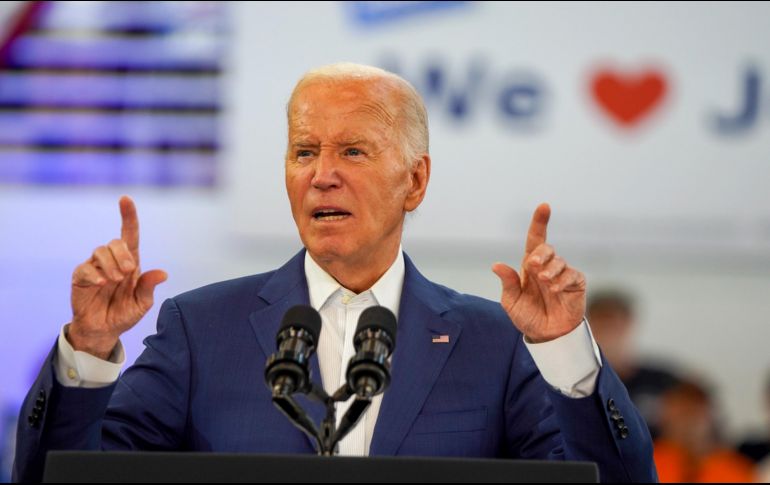 Joe Biden expresó que esperaba hablar con Donald Trump más tarde esta noche y agregó que había sido informado detalladamente sobre lo sucedido. EFE/ D.CHERY.