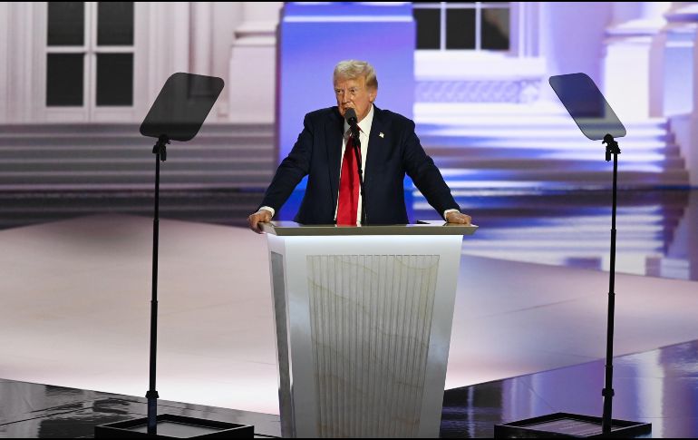 Donald Trump, hablando durante la Convención Nacional Republicana, en Milwaukee, Wisconsin, Estados Unidos. Xinhua/Li Rui