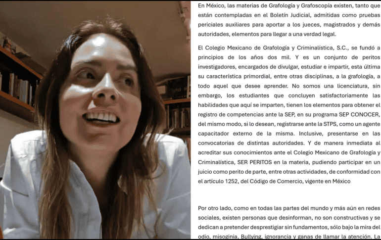 Maryfer Centeno continúa enfrentando críticas y escepticismo, pero su persistente defensa de la Grafología y su uso en el ámbito legal parecen respaldar su posición como una figura destacada en este campo de estudio en México. INSTAGRAM/@maryfer_centeno