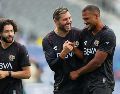 Chino Huerta, Gignac y Rondón, tres de los representantes de la Liga MX en el Skills Challenge. AFP/S. Revere