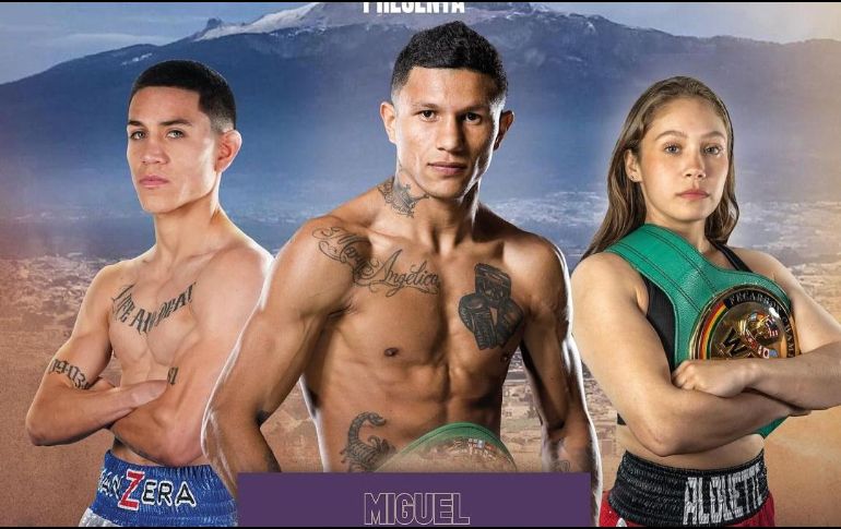 Israel Ramírez, Miguel Berchelt y Marilyn Badillo protagonizan la función en Tlaxcala. INSTAGRAM/zanferboxing