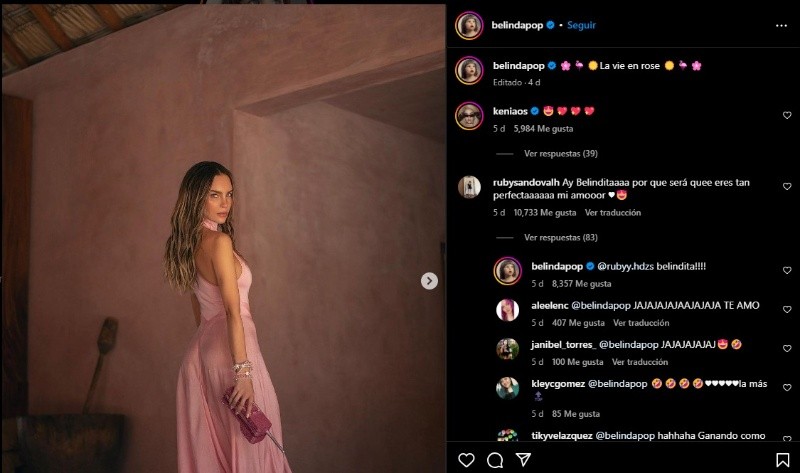  La cantante ha reaccionado ha varios de los comentarios con humor. ESPECIAL / INSTAGRAM / @belindapop