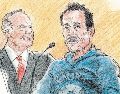 “El Mayo” Zambada, en color azul, durante su comparecencia en el tribunal. ESPECIAL