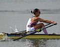 Kenia Lechuga participó en la categoría single scull femenino. AFP