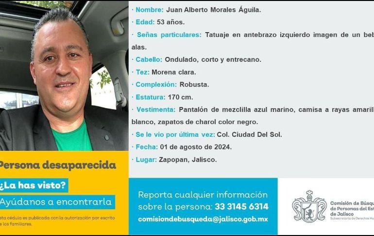 Juan Alberto Morales Águila, de 53 años de edad, quien fue privado ilegalmente de su libertad por un grupo armado. ESPECIAL