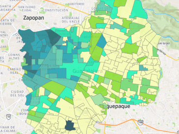 La mitad de las viviendas disponibles en el Área Metropolitana de Guadalajara (AMG) son accesibles para el 1% de los habitantes de la ciudad. ESPECIAL/ Instituto de Información Estadística y Geográfica de Jalisco