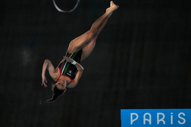 La bajacaliforniana Gabriela Agúndez en la ronda preliminar de plataforma de 10 metros. AP / L. Jin-man