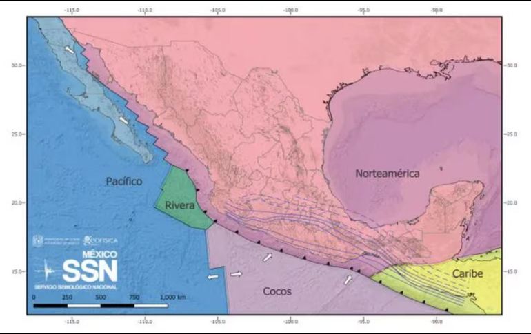 El devastador sismo del 7 de septiembre de 2017, de magnitud 8.2. Este último evento, con un mecanismo de tipo normal, fracturó una gran parte de la placa de Cocos en el Golfo de Tehuantepec, causando graves daños en el sureste de México. ESPECIAL/Servicio Sismológico Nacional