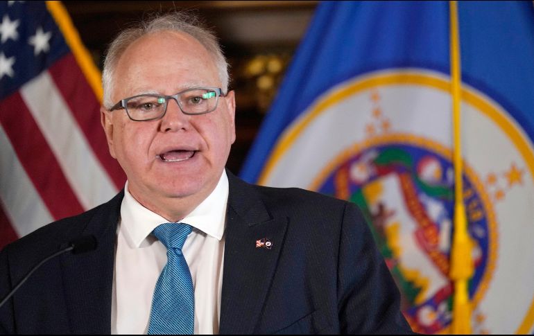 Tim Walz, de 60 años, es el gobernador de Minesota desde 2019, cargo para el que fue reelegido en 2022. AP/ A. Parr