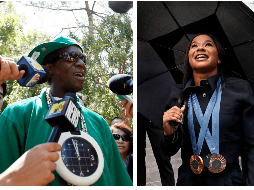 El artista le repondré el bronce a Jordan Chiles con este espectacular reloj collar. REUTERS / ARCHIVO /AP / Richard Drew