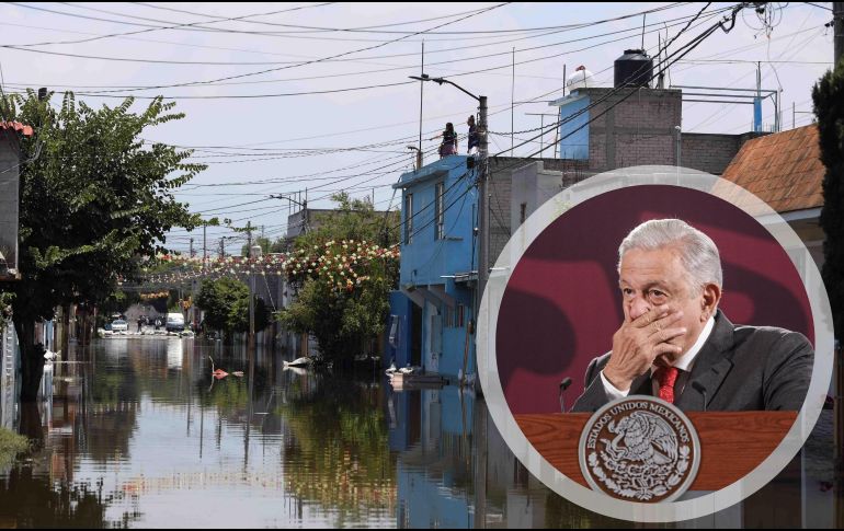 El Mandatario federal aseguró que se está brindando apoyo a las personas afectadas por las inundaciones en diversas colonias de Chalco. SUN / D. S. Sánchez