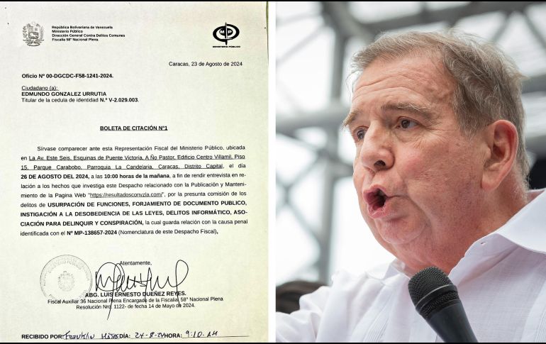 El Ministerio Público de Venezuela citó a declarar a Edmundo Gonzalez Urrutia. EFE/ Ministerio Público De Venezuela / Reyner Pena